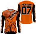 FUNSTUFFPRINT Custom orange MX jersey shirt, UV protective extreme adult motocross bike racing motorcycle 3D Long Sleeve T-Shirt