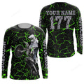 FUNSTUFFPRINT Custom Motocross racing jersey green shirt, custom UV protective off-road MX extreme biker 3D Long Sleeve T-Shirt