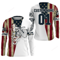 FUNSTUFFPRINT Custom Dirtbike racing jersey, custom Patriotic Motocross off-road American flag motorcycle racewear 3D Long Sleeve T-Shirt