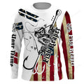 FUNSTUFFPRINT Custom Fish reaper American Flag Custom UV Long Sleeve Fishing Shirts, Patriotic Fishing gifts 3D Long Sleeve T-Shirt