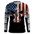 FUNSTUFFPRINT Custom American Flag Fish reaper Custom Long Sleeve T-Shirts, Personalized Patriotic Fishing gifts 3D Long Sleeve T-Shirt