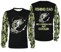 FUNSTUFFPRINT Custom Bass Fishing Dad Like A Normal Dad But Cooler Customize Name 3D All Over Printed Shirts, Personalized Gift For Father's day 3D Long Sleeve T-Shirt