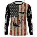 FUNSTUFFPRINT Custom US Fishing 3D Fish Hook American Flag patriotic fish on UV protection customize long sleeves fishing apparel 3D Long Sleeve T-Shirt