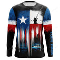 FUNSTUFFPRINT Custom Texas flag fishing 3D Long Sleeve T-Shirt, fishing jersey for fisherman 3D Long Sleeve T-Shirt