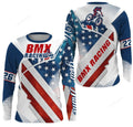 FUNSTUFFPRINT Custom Patriotic adult kid BMX jersey, USA bicycle motocross cycling tops American BMX riding shirt 3D Long Sleeve T-Shirt