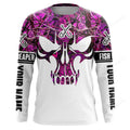 FUNSTUFFPRINT Custom Fishing Skull Fish On Fish Reaper Custom Long Sleeve Fishing Shirts, Women Fishing 3D Long Sleeve T-Shirt