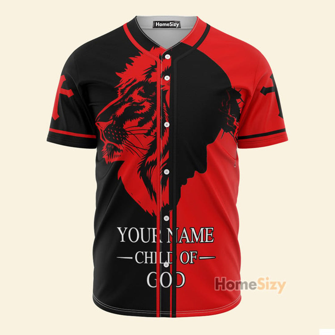 Custom Name Child Of God Jesus Red And Black Christians - Personalized Baseball Jersey