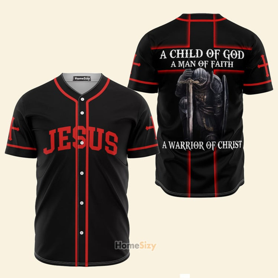 A Child Of God Jesus Black And Red - Baseball Jersey