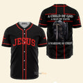 A Child Of God Jesus Black And Red - Baseball Jersey