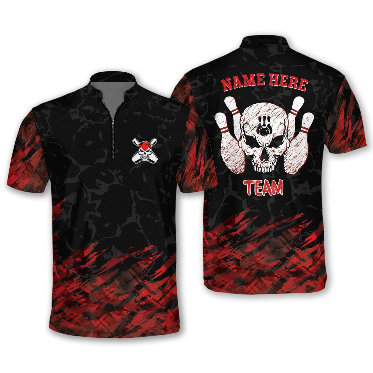 Custom Skull Bowling Jersey For Team Gift for Dad Men Bowling Lovers