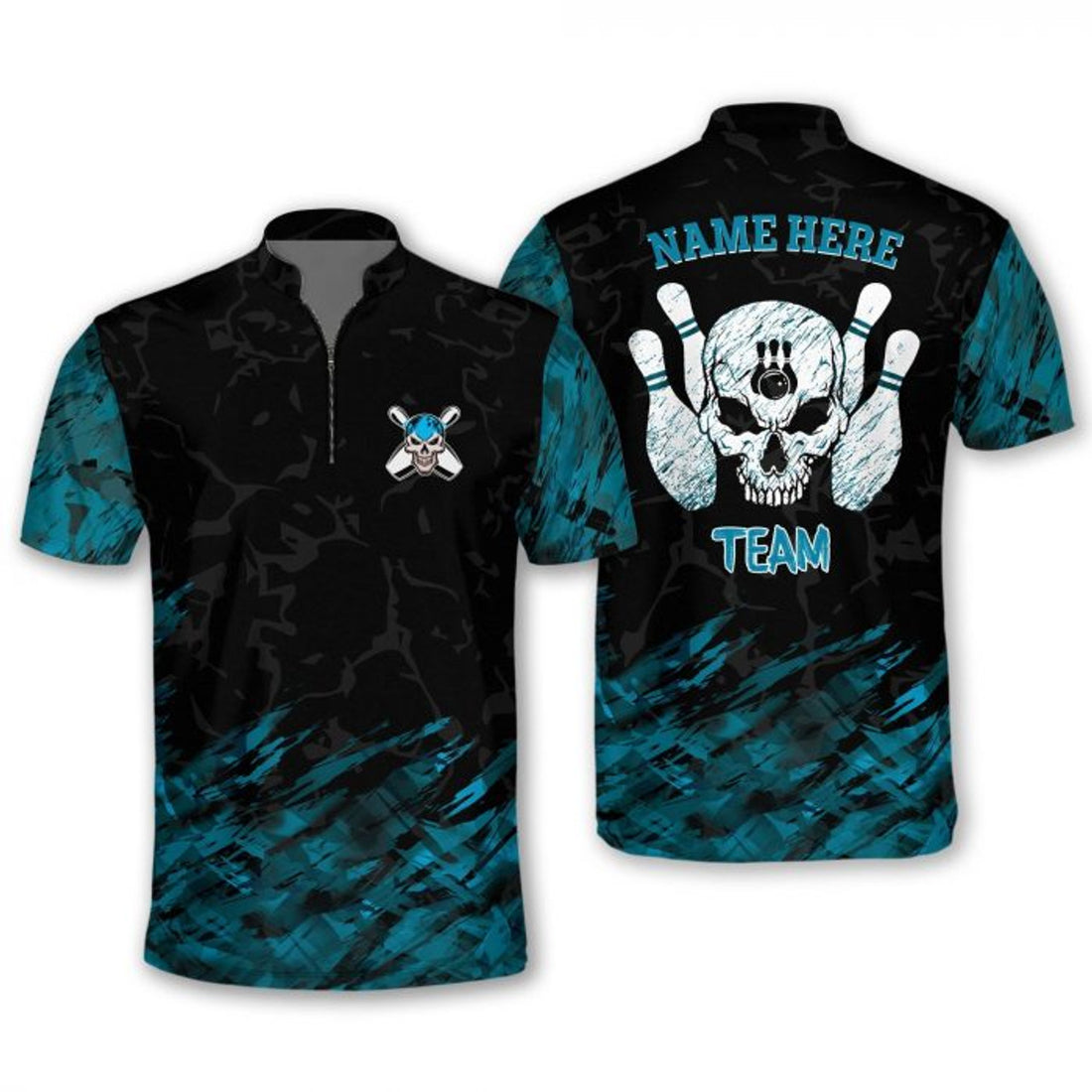 Custom Skull Bowling Jersey For Team Gift for Dad Men Bowling Lovers