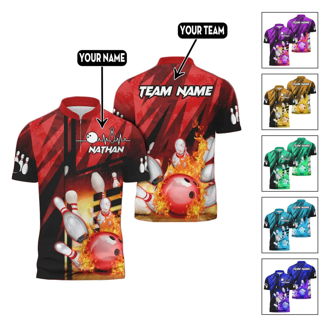 Custom Personalized Flame Bowling Jersey For Team – Shirt for Bowling Lover