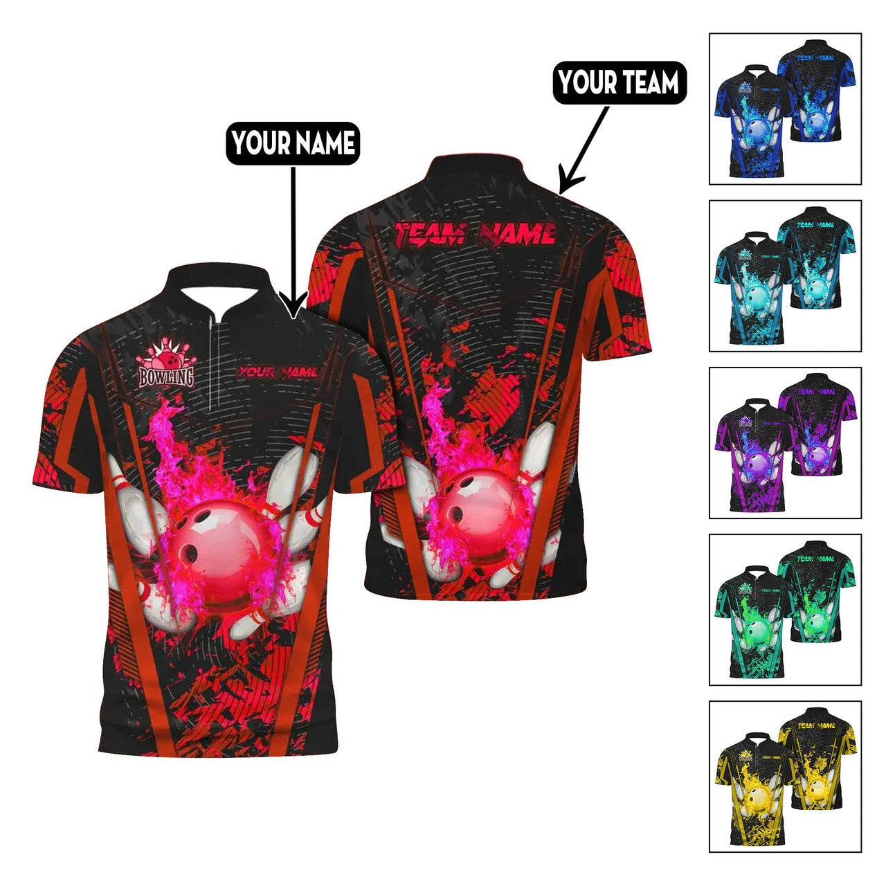 Custom Personalized Flame Bowling Jerseys For Team – Shirt for Bowling Lover
