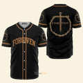 God Jesus Forgiven Black And Golden - Baseball Jersey