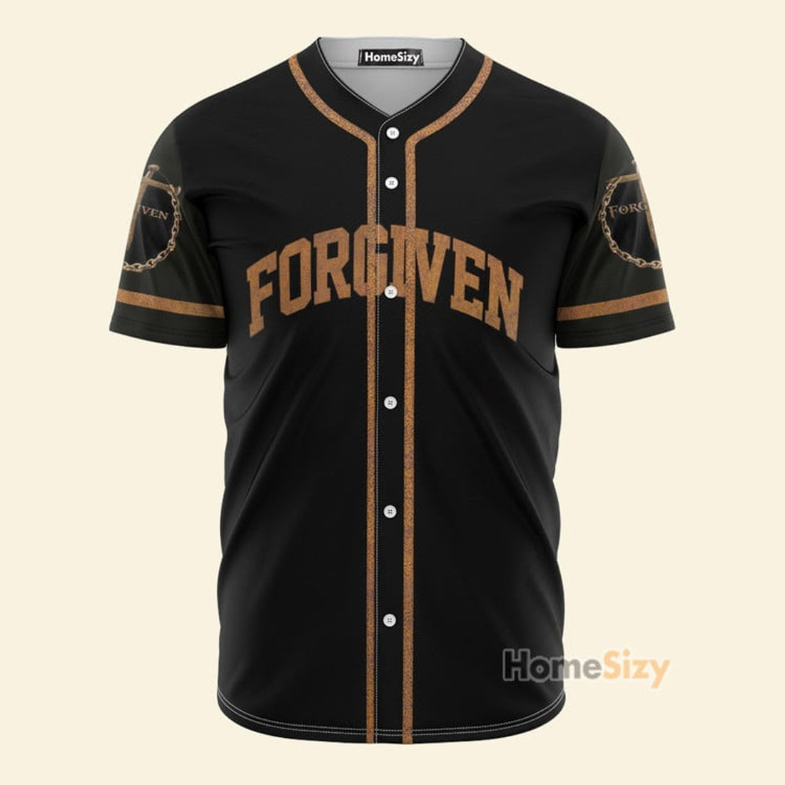God Jesus Forgiven Black And Golden - Baseball Jersey