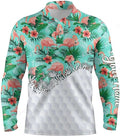 FUNSTUFFPRINT Custom Flamingo Golf Long Sleeve Polo Shirt, Custom Name Golf Shirt For Men And Women, Gift For Golf Lover