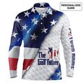FUNSTUFFPRINT Custom Golf Long Sleeve Men Polo Shirt - Custom Name American Flag, The Golf Father Men Polo Shirt
