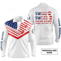 FUNSTUFFPRINT Custom Golf Long Sleeve Men Polo Shirt- American Flag 4th July , Swing Swear Repeat Men Polo Shirt