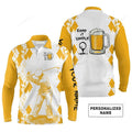 FUNSTUFFPRINT Custom Golf Long Sleeve Men Polo Shirt - Beer And Golf Men Polo Shirt, Keep It Simple Men Polo Shirt