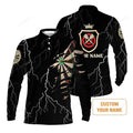 FUNSTUFFPRINT Darts Custom Name Men'S Long Sleeve Polo Shirt, Darts Target Personalized Long Sleeve Polo Shirt