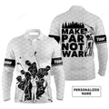 FUNSTUFFPRINT Custom Golf Long Sleeve Men Polo Shirt - Team Golfing White Apparel, Make Par Not War Golf Men Polo Shirt