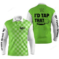 FUNSTUFFPRINT Custom Golf Long Sleeve Men Polo Shirt - Custom Name Gingham Pattern Apparel, I'd Tap That Men Polo Shirt