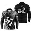 FUNSTUFFPRINT Custom Golf Long Sleeve Men Polo Shirt - Custom Name Black Apparel, The Golf Father Men Polo Shirt