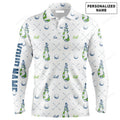 FUNSTUFFPRINT  Custom Golf Long Sleeve Men Polo Shirt, Custom Name Golf bags Pattern Apparel Men Golf Polo Shirt