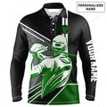 FUNSTUFFPRINT Custom Golf Long Sleeve Men Polo Shirt - Custom Name Mens Golfing Black Apparel Men Polo Shirt