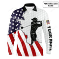 FUNSTUFFPRINT Custom Golf Long Sleeve Men Polo Shirt, American Flag 4th of July Custom Name Golf Men Polo Shirt