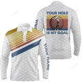 FUNSTUFFPRINT Custom Golf Long Sleeve Men Polo Shirt Your Hole Is My Goal Retro Striped Personalized Polo Shirt