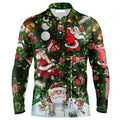 FUNSTUFFPRINT Custom Golf Long Sleeve Men Polo Shirt Funny Christmas Golf Custom Name Santa Golfer Christmas Gifts