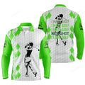FUNSTUFFPRINT Custom Golf Long Sleeve Men Polo Shirt Green White Apparel I Hate Golf Nice Shot I Love Golf