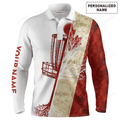 FUNSTUFFPRINT Custom Disc Golf Long Sleeve Men Polo Shirt Custom Name Canada Flag Disc Golf Basket Apparel Men Polo Shirt