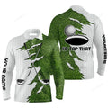 FUNSTUFFPRINT Custom Golf Long Sleeve Men Polo Shirt Green Golf Course Custom Name Id Tap That Men Golf Polo Shirt