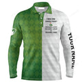 FUNSTUFFPRINT Custom Golf Long Sleeve Men Polo Shirt Custom Name Green White Argyle Pattern Apparel I Was One Under Today