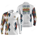 FUNSTUFFPRINT Custom Golf Long Sleeve Men Polo Shirt I Was One Under Today One Under A Tree Bush And Water Golf Men Polo Shirt