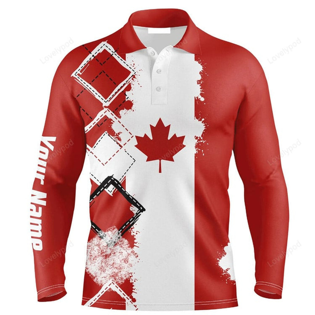 FUNSTUFFPRINT Men Golf Polo Shirt Custom Name Canada Flag Patriot Apparel Men Golf Polo Shirt