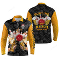 FUNSTUFFPRINT Bowling Custom Men Polo Shirt Custom Name Funny Bowling Beer Skull Personalized Bowling Polo Shirt