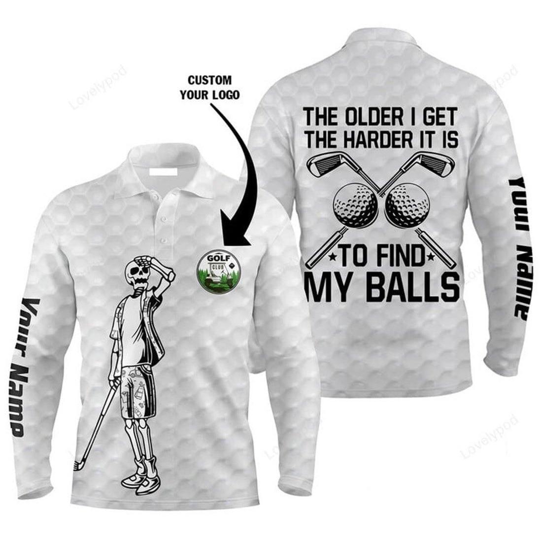 FUNSTUFFPRINT The Older I Get The Harder To Find Balls Men Golf Polo Shirt Custom Golf Men Polo Shirt
