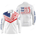 FUNSTUFFPRINT American Flag 4Th July Custom Name Apparel Swing Swear Repeat Men Polo Shirt Personalized Golf Lovers