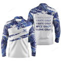 FUNSTUFFPRINT Golf Men Polo Shirt Funny Custom Name Blue Pattern Apparel I Hate Golf Nice Shot I Love Golf Men Golf Polo Shirt