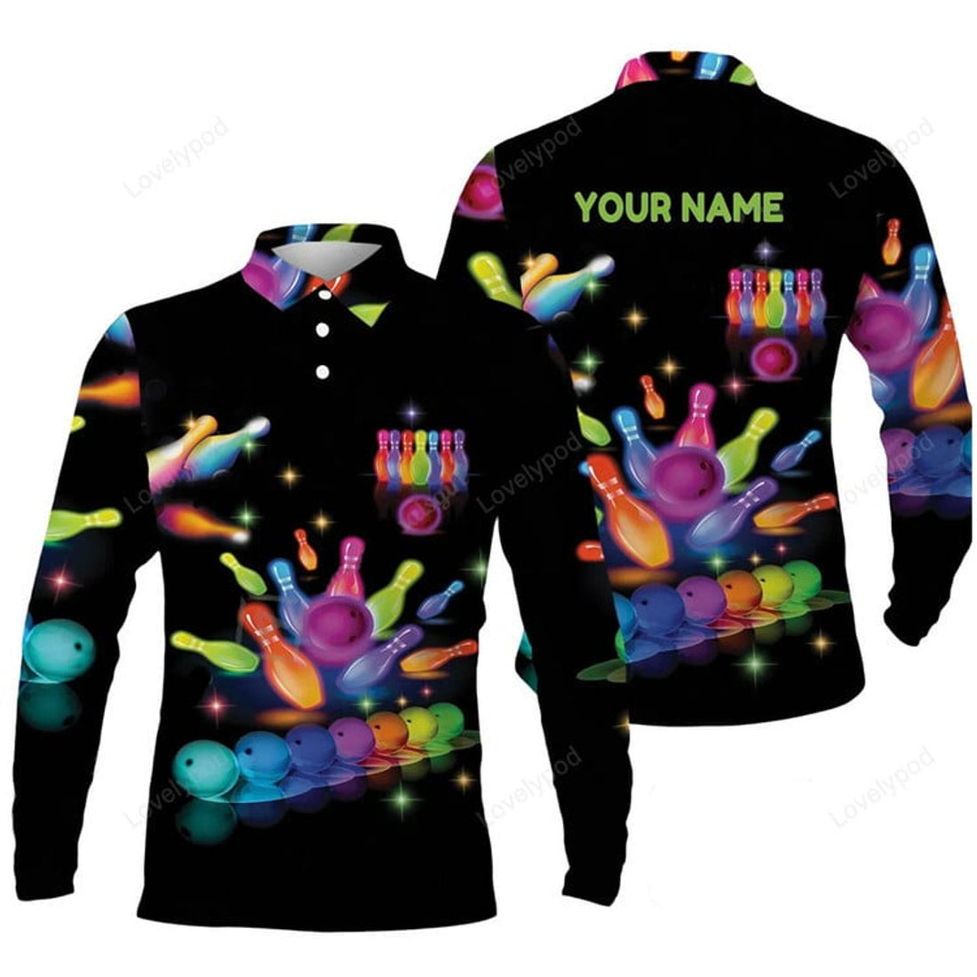 FUNSTUFFPRINT Custom Golf Long Sleeve Men Polo Shirt - Christmas Plaid Green And White Argyle Pattern