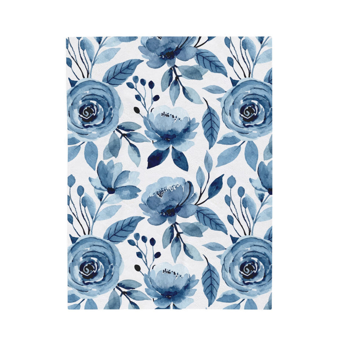 FUNSTUFFPRINT Porcelain Blue Velveteen Plush Blanket