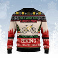 FUNSTUFFPRINT All I Want For Christmas Is More Time For Biking Ugly Christmas Sweater, Men Christmas sweater ugly, Christmas gift for biking lover Ugly Sweater