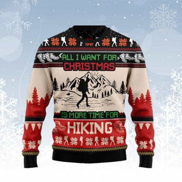 FUNSTUFFPRINT All I Want For Christmas Is More Time For Hiking Ugly Christmas Sweater Ugly Sweater