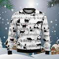 FUNSTUFFPRINT Black Cat Christmas Music Notes Ugly Christmas Sweater for men and women, Black Cat shirts, Ugly Sweater Christmas Gift Ugly Sweater