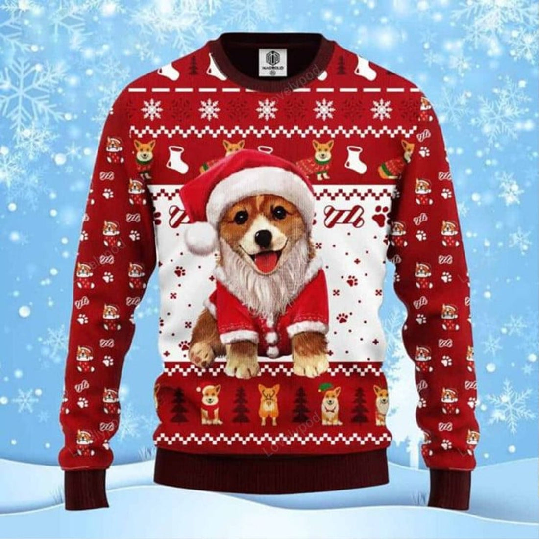 FUNSTUFFPRINT Corgi Noel Cute Christmas Ugly Sweater for men and women, Dog Christmas shirt, Ugly Sweater Christmas Gift Ugly Sweater