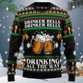 FUNSTUFFPRINT Drinker Bell Ugly Christmas Sweater for men and women, Drink beer Christmas sweatshirt, Ugly Sweater Christmas Gift Ugly Sweater