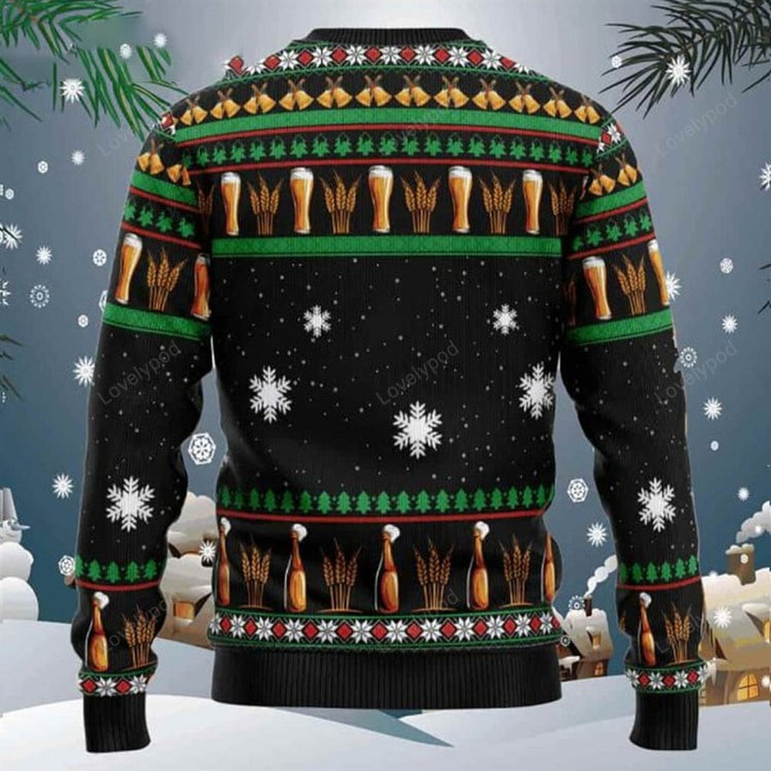 FUNSTUFFPRINT Drinker Bell Ugly Christmas Sweater for men and women, Drink beer Christmas sweatshirt, Ugly Sweater Christmas Gift Ugly Sweater